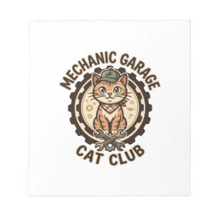 Mechanic Garage Cat POD Vector Art - Mechanic Gara Notepad