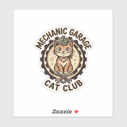 Mechanic Garage Cat POD Vector Art - Mechanic Gara Sticker