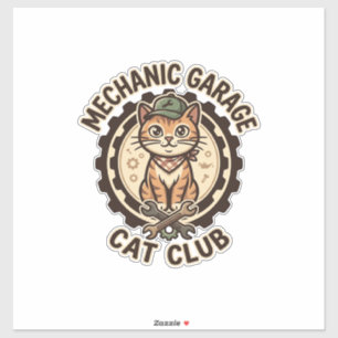 Mechanic Garage Cat POD Vector Art - Mechanic Gara Sticker