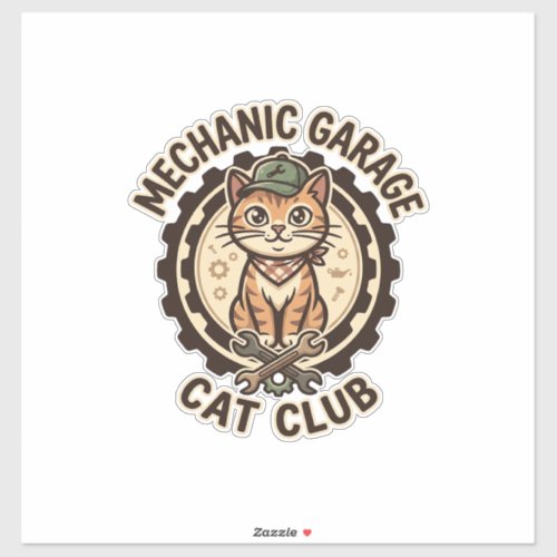 Mechanic Garage Cat POD Vector Art - Mechanic Gara Sticker