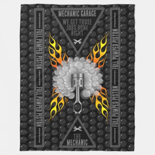 Mechanic Garage Full Pumped Piston Fleece Blanket