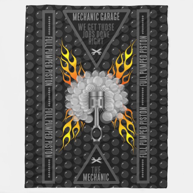 Mechanic Garage Full Pumped Piston Fleece Blanket (Front)