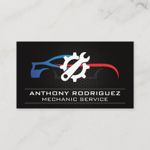 Mechanic Garage  Sports Car Wrench and Gear Business Card