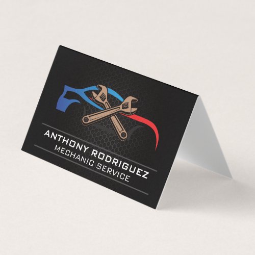 Mechanic Garage  Sports Car Wrenches Logo Business Card