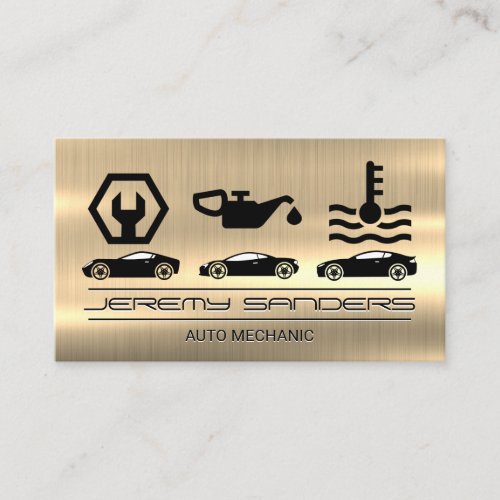 Mechanic  Gold Metal  Auto Business Card