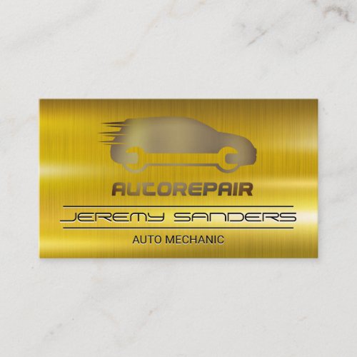Mechanic  Gold Metal  Auto Services Business Card