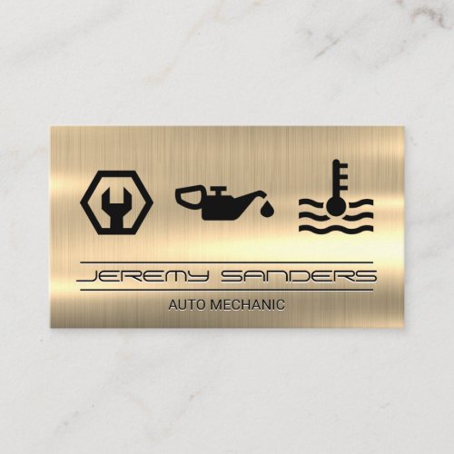 Mechanic  Gold Metal  Tools Services Business Card