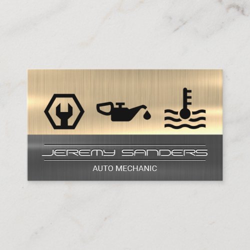 Mechanic  Gold Silver Metal  Tools Services Business Card