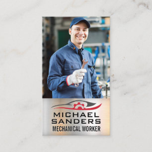 Mechanic Holding Wrench Auto Repair Logo Business Card
