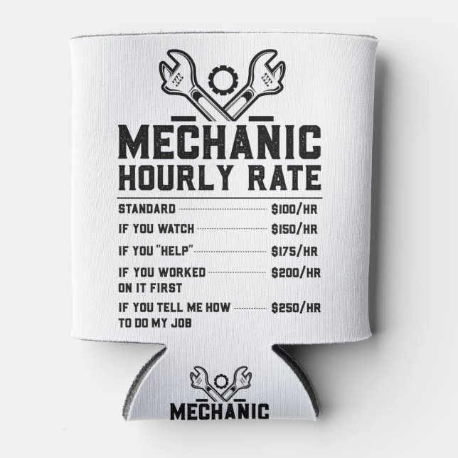 Mechanic Hourly Rate Can Cooler (Front)