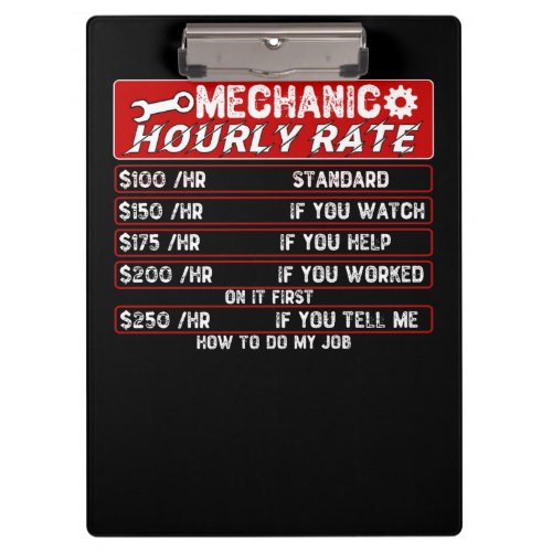 Mechanic Hourly Rate _ Car Mechanic Clipboard