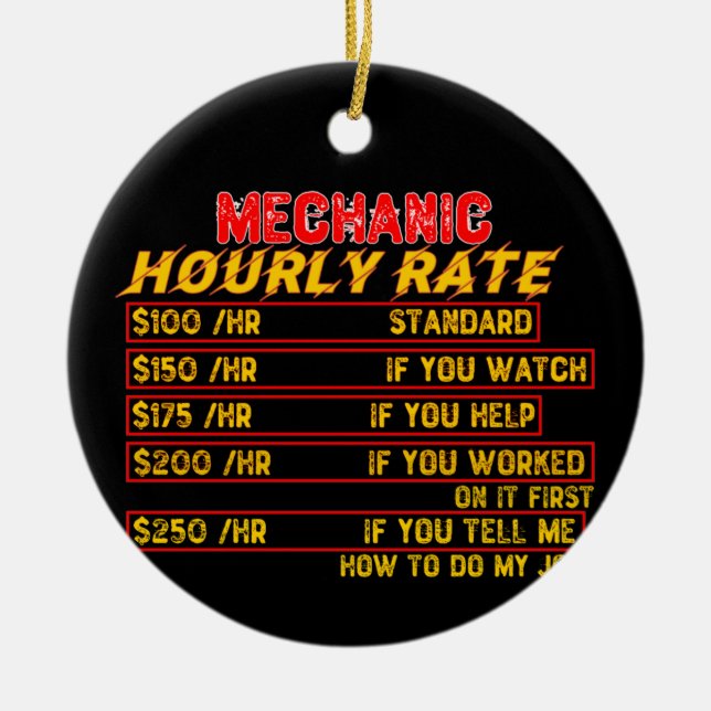 Mechanic Hourly Rate Ceramic Ornament (Front)