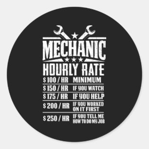 Mechanic Hourly Rate Classic Round Sticker