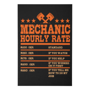 MECHANIC HOURLY RATE Funny Car Mechanic Rates Car Faux Canvas Print