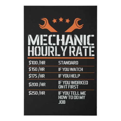 Mechanic Hourly Rate Labor Rates Faux Canvas Print