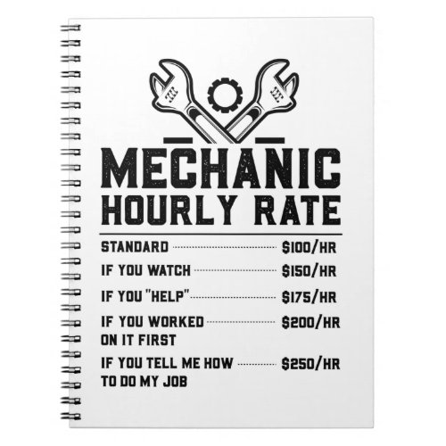 Mechanic Hourly Rate Notebook