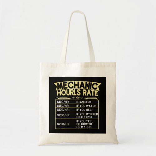 Mechanic hourly rate plumbing plumber plumbers tote bag