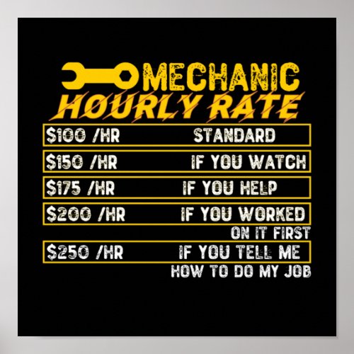 Mechanic Hourly Rate Poster