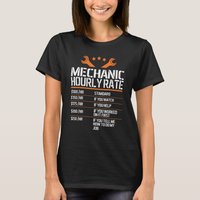 Mechanic Hourly Rate Retro Distressed Design T-Shirt (Front)