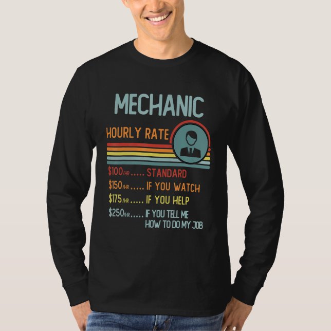 Mechanic Hourly Rate T-Shirt Retro Job Title (Front)