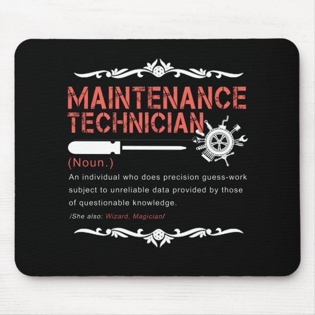 Mechanic Lovers |Maintenance Technician Definition Mouse Pad (Front)