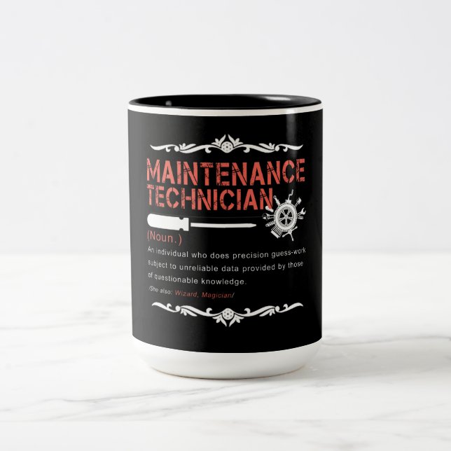 Mechanic Lovers |Maintenance Technician Definition Two-Tone Coffee Mug (Center)