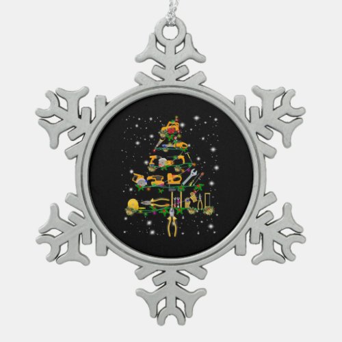 Mechanic Lovers  Mechanic Christmas Tree Snowflake Pewter Christmas Ornament