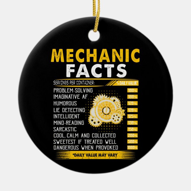Mechanic Lovers | Mechanic Facts Ceramic Ornament (Front)