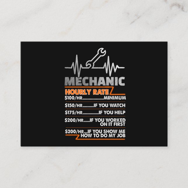 Mechanic Lovers | Mechanic Hourly Rate Enclosure Card (Front)