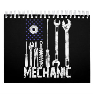 Mechanic Lovers Mechanic USA Flag Calendar