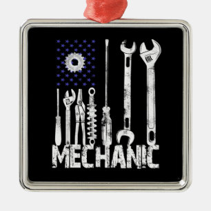 Mechanic Lovers   Mechanic USA Flag Metal Ornament