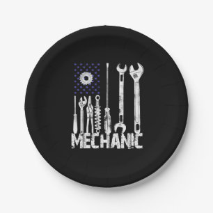 Mechanic Lovers Mechanic USA Flag Paper Plates
