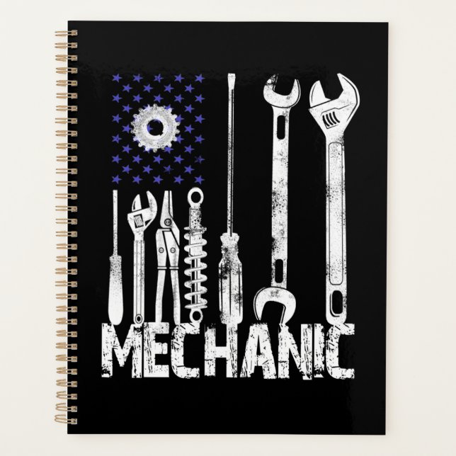 Mechanic Lovers | Mechanic USA Flag Planner (Front)