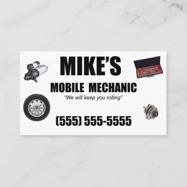 mechanic mobile auto repair service business card (Front)