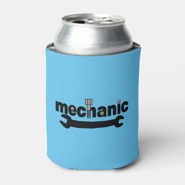 Mechanic Nuts and Bolts Text Can Cooler (Can Front)