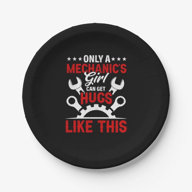 Mechanic Only A Mechanic's Girl Paper Plates (Front)