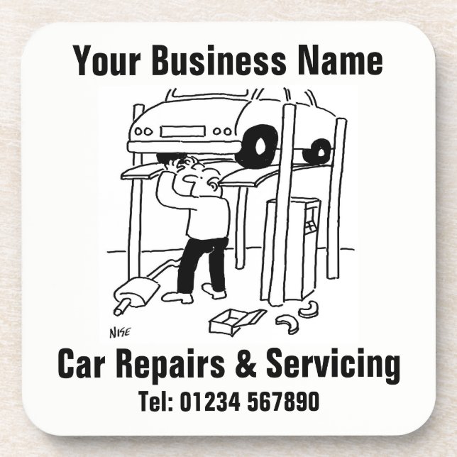 Mechanic or Garage Owner Car Repairs Beverage Coaster (Front)