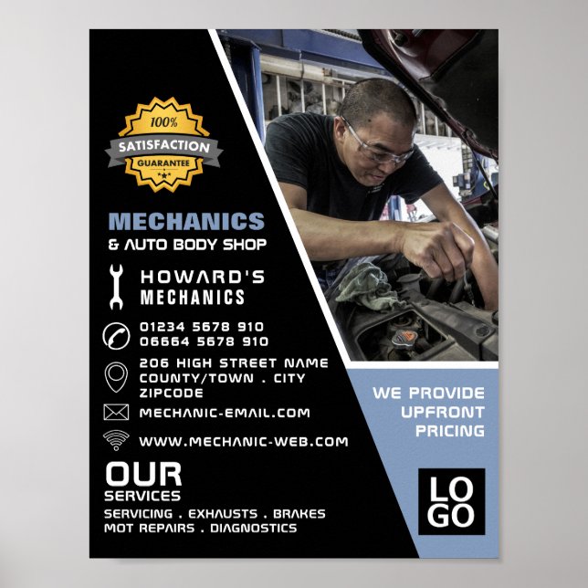 Mechanic Photo Auto Mechanic & Repairs Advertising Poster (Front)