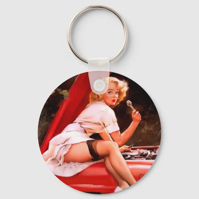Mechanic Pin Up Keychain (Front)