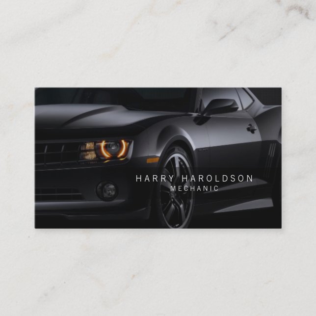 Mechanic Shiny Car Profile Business Card (Front)
