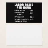 Mechanic Shop Labor Rates Funny Sign Hourly Rate M (Front & Back)