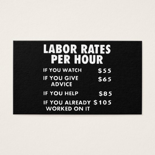 Mechanic Shop Labor Rates Funny Sign Hourly Rate M (Front)