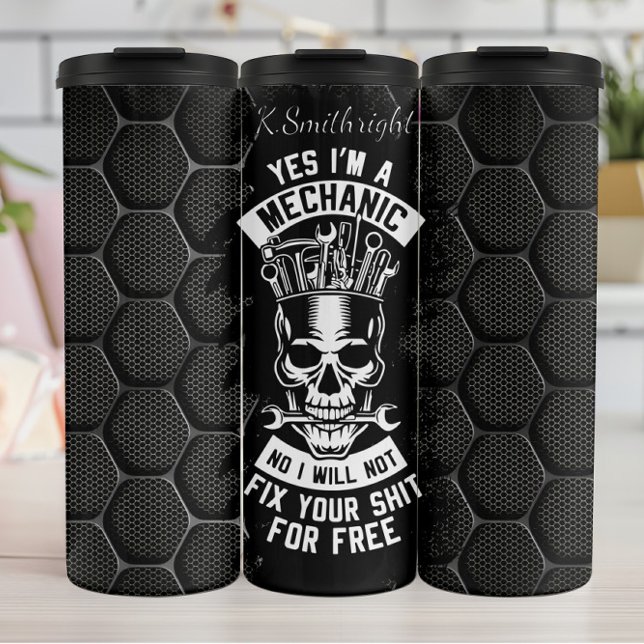 Mechanic Skull Free Fix Warning Thermal Tumbler (Creator Uploaded)