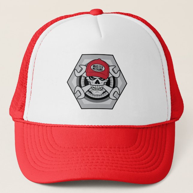 Mechanic Skull Trucker Hat (Front)