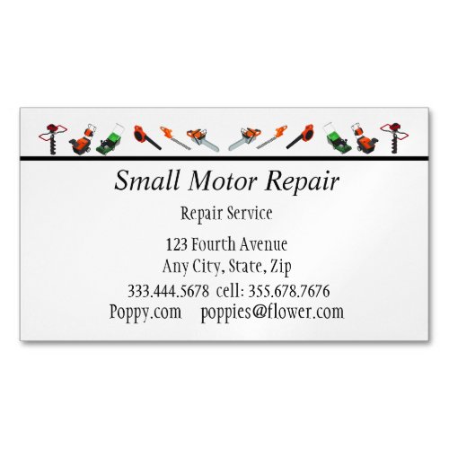 Mechanic Small Engine Repair Custom   Business Card Magnet
