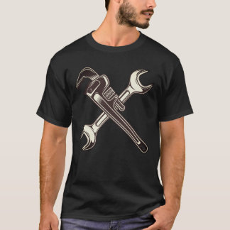 Mechanic spanner with construction plumbing wrench T-Shirt