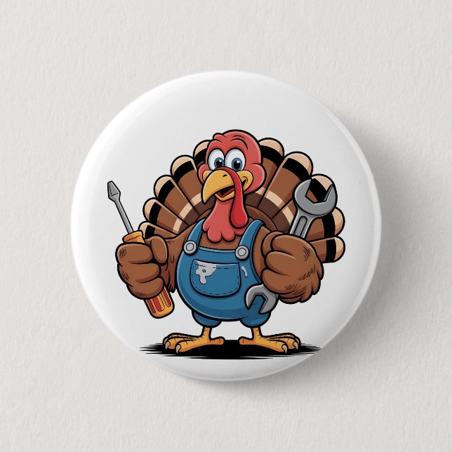 Mechanic Squad Turkey Thanksgiving Gobbler  Button (Front)