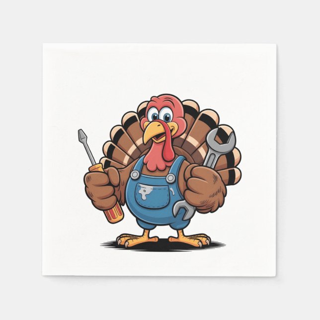 Mechanic Squad Turkey Thanksgiving Gobbler  Napkins (Front)