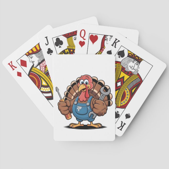 Mechanic Squad Turkey Thanksgiving Gobbler  Poker Cards (Back)
