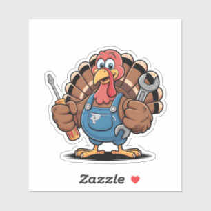 Mechanic Squad Turkey Thanksgiving Gobbler Sticker